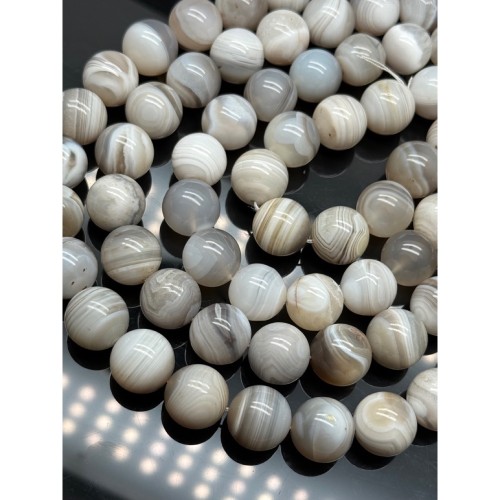 Каменные бусины, Агат, серый, шарик гладкий, 15,5-16 мм, длина нити 38 см