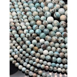 Каменные бусины, Ларимар, с включениями, шарик гладкий, 12 мм, длина нити 19 см