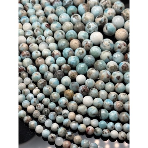 Каменные бусины, Ларимар, с включениями, шарик гладкий, 12 мм, длина нити 39 см