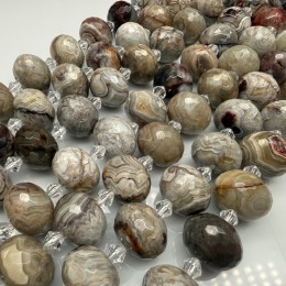 Каменные бусины, Агат кружевной, (Crazy Agate), люкс, (Бразилия), огранка, рондель 18х13 мм, длина нити 36 см