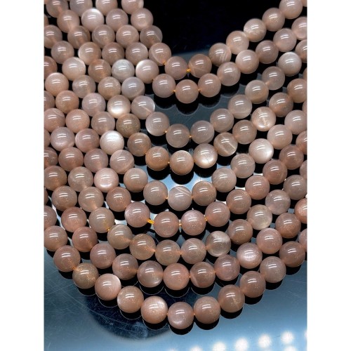 Каменные бусины, Солнечный камень (Олигоклаз), люкс, шарик гладкий, 8-8,5 мм, длина нити 19 см