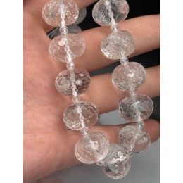 Каменные бусины, Горный хрусталь, люкс,  огранка, рондель 17х13 мм, длина нити 36 см