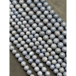 Каменные бусины, Коралл акори, голубой, шарик гладкий, 7,6-7,8 мм, длина нити 40 см