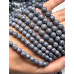 Каменные бусины, Коралл акори, голубой, шарик гладкий, 7,6-7,8 мм, длина нити 40 см