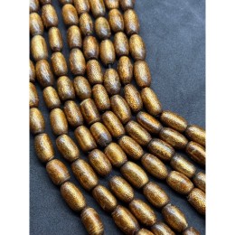 Каменные бусины, Коралл золотой, бочонок, размер ~ 11х7 мм, длина нити 40 см