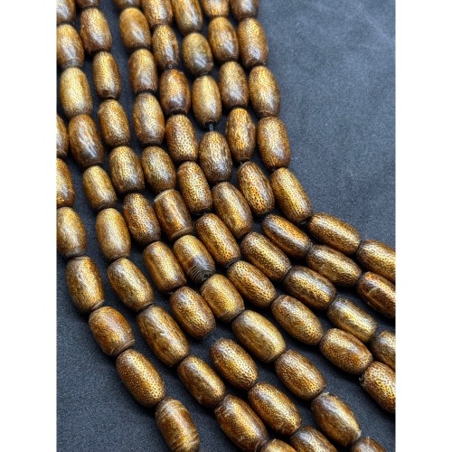 Каменные бусины, Коралл золотой, бочонок, размер ~ 11х7 мм, длина нити 40 см