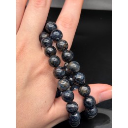 Каменные бусины, Петерсит, синий, люкс, шарик гладкий, 6,5-6,8 мм, длина нити 14 см