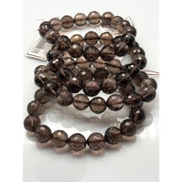 Каменные бусины, Раухтопаз, Дымчатый Кварц, люкс, шарик, ювелирная огранка, 12,5 мм, длина нити 19 см