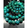 Каменные бусины, Хризоколла с малахитом, (Конго), люкс, шарик гладкий, 12,5 мм, браслет, 17 бусин