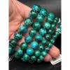 Каменные бусины, Хризоколла с малахитом, (Конго), люкс, шарик гладкий, 12,5 мм, браслет, 17 бусин