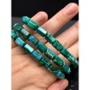 Каменные бусины, Хризоколла с малахитом, (Конго), люкс, столбик огранка, 11х7 мм, браслет