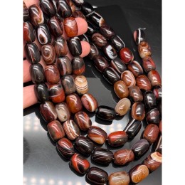 Каменные бусины, Сардоникс, бочонок, 18х12 мм, длина нити 38-39 см