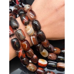 Каменные бусины, Сардоникс, бочонок, 18х12 мм, длина нити 38-39 см