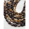 Каменные бусины, Агат коричневый, овальный бочонок, 14х10 мм, длина нити 39 см