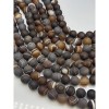 Каменные бусины, Агат, темный коричневый микс, матовый, шарик гладкий, 14 мм, длина нити 39 см