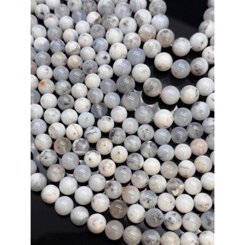 Каменные бусины, Кахолонг натуральный (белый опал), люкс, шарик гладкий, 10 мм, длина нити 19 см