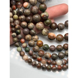 Каменные бусины, Агат Цветочный, шарик гладкий, 10-10,5 мм, длина нити 38 см