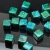 Подвеска, Бусина, Хризоколла на малахите, "Куб", размер ~11,8-12 мм, цена за 1 шт.