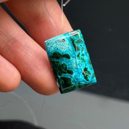 Подвеска №1, Хризоколла с малахитом, размер 22х15 мм, цена за 1 шт.