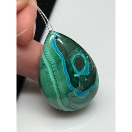Подвеска №4, Хризоколла с малахитом, размер 39х28 мм, цена за 1 шт.