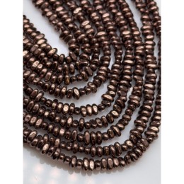 Каменные бусины, Гематит синтетический, фриформы, цвет шоколад, размер 4-5 мм, длина нити 38 см
