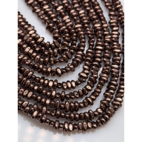 Каменные бусины, Гематит синтетический, фриформы, цвет шоколад, размер 4-5 мм, длина нити 38 см