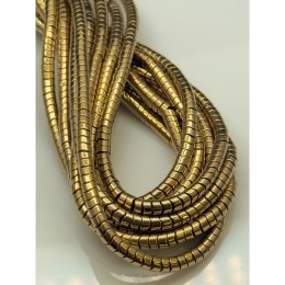 Каменные бусины, Гематит синтетический, золото, шайба-волна, размер 4х2 мм, нить 40 см