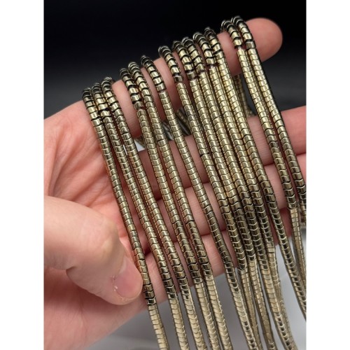 Каменные бусины, Гематит синтетический, светлое золото, шайба-волна, размер 4х2 мм, нить 40 см