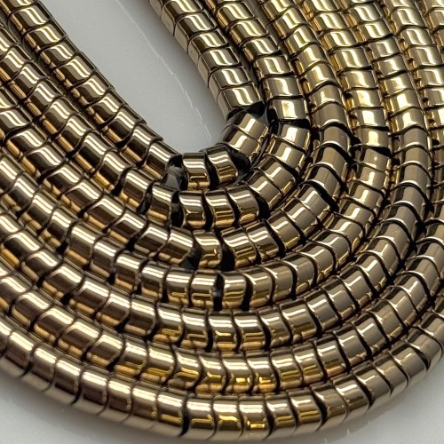 Каменные бусины, Гематит синтетический, светлое золото, шайба-волна, размер 4х2 мм, нить 40 см