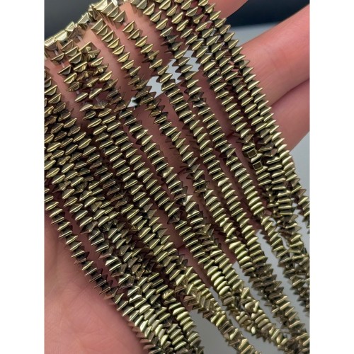 Каменные бусины, Гематит синтетический, светлое золото, ромб объемный, размер 4х1 мм, длина нити 40 см