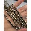 Каменные бусины, Гематит синтетический, трубочки шестиугольные, цвет светлое золото, размер 6х8 мм, нить 39 см