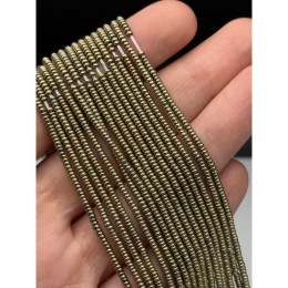 Каменные бусины, Гематит синтетический, светлое золото, шайба, размер 2х1 мм, нить 38 см