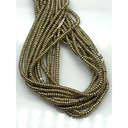 Каменные бусины, Гематит синтетический, светлое золото, шайба, размер 2х1 мм, нить 38 см