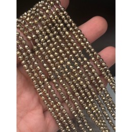 Каменные бусины, Гематит синтетический, светлое золото, шарик огранка, размер 4 мм, нить 38 см