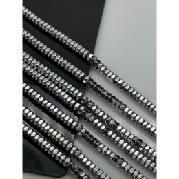 Каменные бусины, Гематит синтетический, серебро, шайба, размер 4х2 мм, нить 40 см