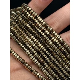 Каменные бусины, Гематит синтетический, светлое золото, шайба, размер 4х2 мм, нить 40 см