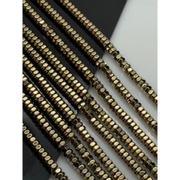 Каменные бусины, Гематит синтетический, светлое золото, шайба, размер 4х2 мм, нить 40 см