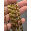 Каменные бусины, Гематит синтетический, золото, трубочки, размер 8х2 мм, нить 40 см