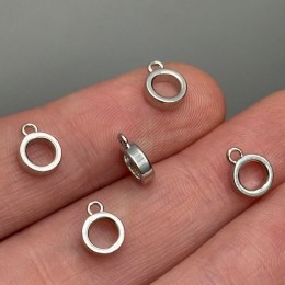 Бейл, латунь, цвет серебро/родий, размер 6,8х2 мм, цена за 5 шт.