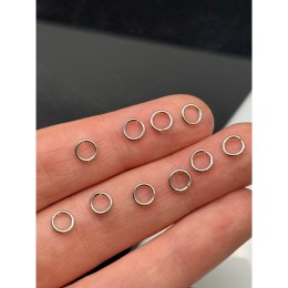 Колечки соединительные, разъёмные, размер 6х1 мм, люкс, качество ААА, латунь, цвет родий/серебро, цена за 20 шт.