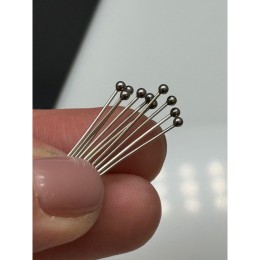 Пины, гвоздик, латунь, цвет родий(серебро), размер 0,6x25х2 мм, цена за 10 шт.