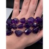 Каменные бусины, Аметист, экстра люкс, огранка, фриформы, размер ~12-15х14 мм, длина нити 19 см