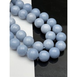 Каменные бусины, Ангелит, ангидрит природный, шарик гладкий, 12 мм, длина нити 19 см