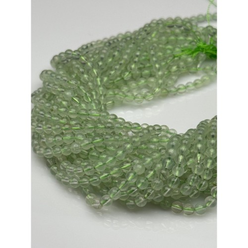 Каменные бусины, Пренит, шарик гладкий, люкс, 6-6,5 мм, длина нити 38 см