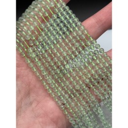Каменные бусины, Пренит, шарик гладкий, люкс, 4 мм, длина нити 38 см