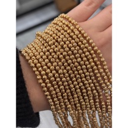 Каменные бусины, Вулканическая лава металлизированная, цвет светлое золото, 4 мм, длина нити 38 см