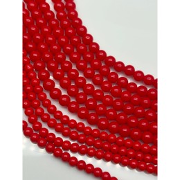 Жемчуг Майорка, искусственный, красный, шарик гладкий, 6 мм, длина нити 38 см