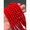 Жемчуг Майорка, искусственный, красный, шарик гладкий, 7,5 мм, длина нити 37 см