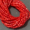 Каменные бусины, Перламутр красный, тонированный, бочонок, 3х3 мм, длина нити 38 см