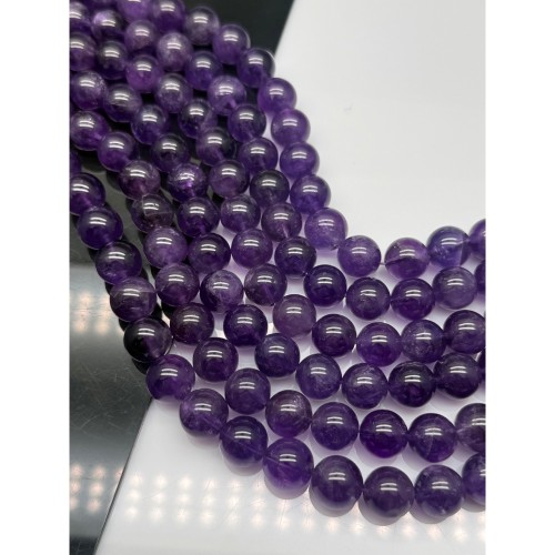 Каменные бусины, Аметист, шарик гладкий, 12-12,5 мм, длина нити 19 см